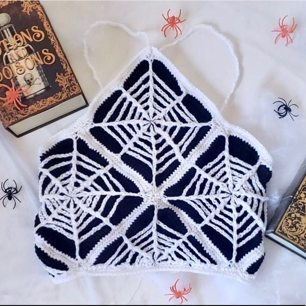 Happy Spooky Season! Handmade crochet spider web top